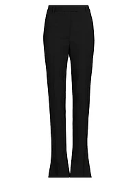 Stretch Wool Straight Trousers