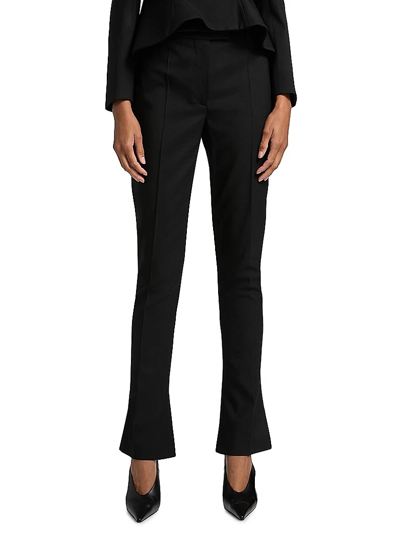 Stretch Wool Straight Trousers