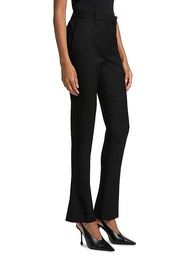 Stretch Wool Straight Trousers