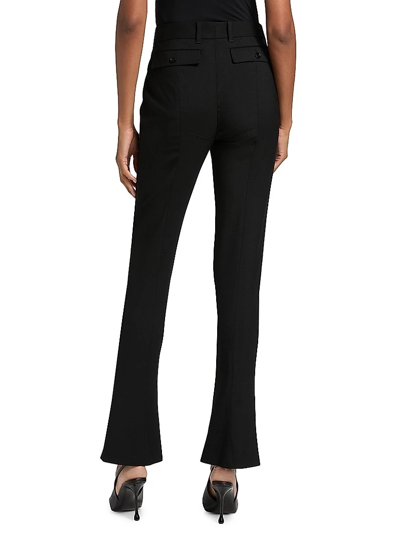 Stretch Wool Straight Trousers