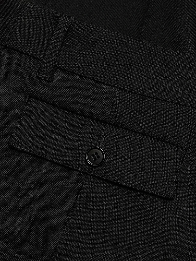 Stretch Wool Straight Trousers