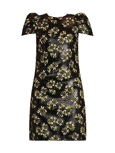 Lacquered Sunflower Jacquard Day Dress