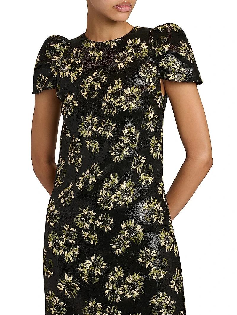 Lacquered Sunflower Jacquard Day Dress