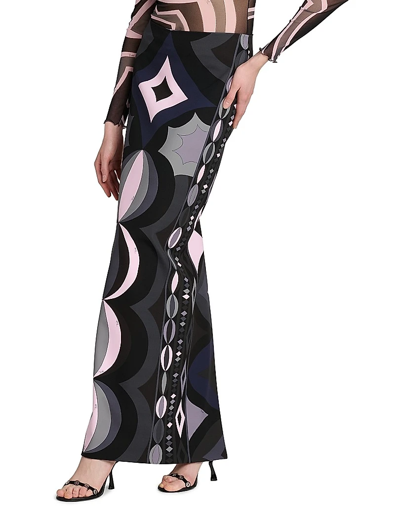 Passepartout Printed Silk Maxi Skirt
