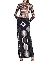 Passepartout Printed Silk Maxi Skirt