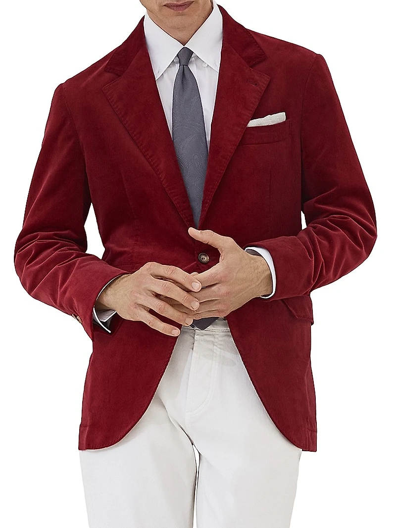 Sea Island Cotton Narrow Wale Corduroy Deconstructed Blazer