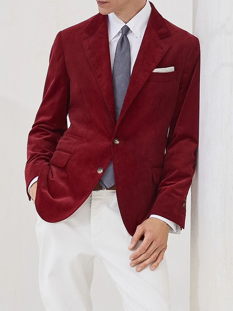 Sea Island Cotton Narrow Wale Corduroy Deconstructed Blazer