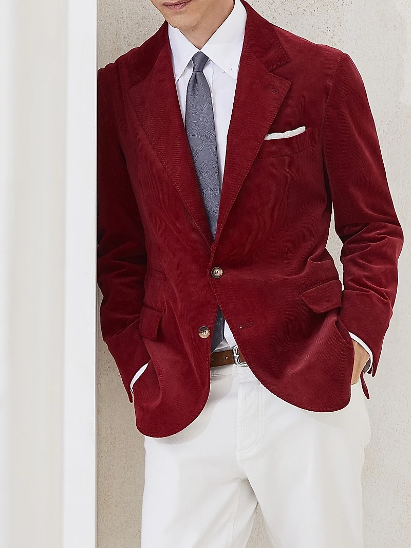 Sea Island Cotton Narrow Wale Corduroy Deconstructed Blazer