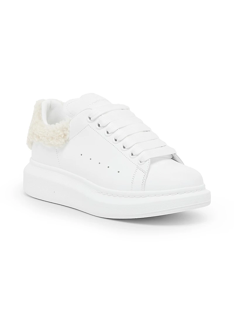 Leather & Shearling Low-Top Sneakers