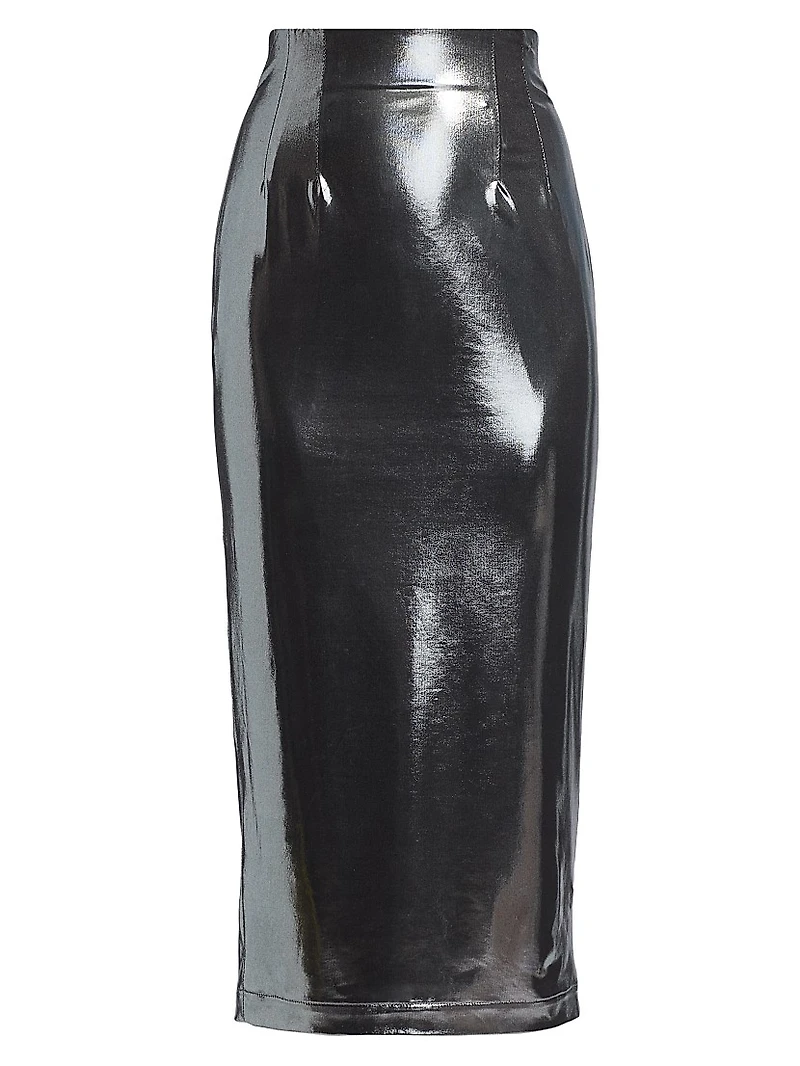 Metallic Body-Con Midi-Skirt