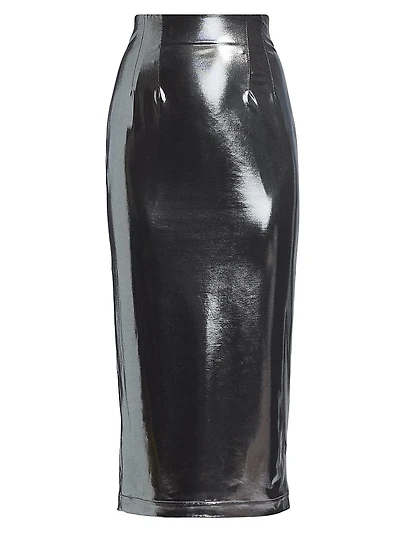 Metallic Body-Con Midi-Skirt