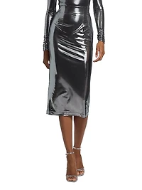 Metallic Body-Con Midi-Skirt