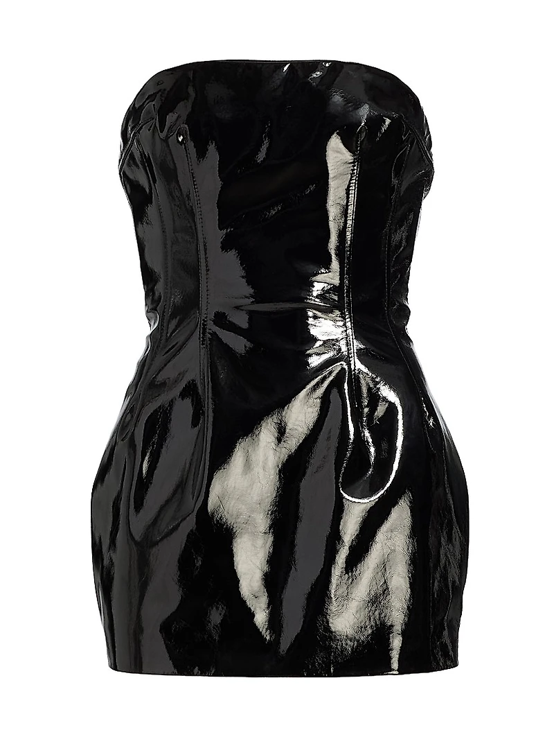 Patent Leather Strapless Minidress