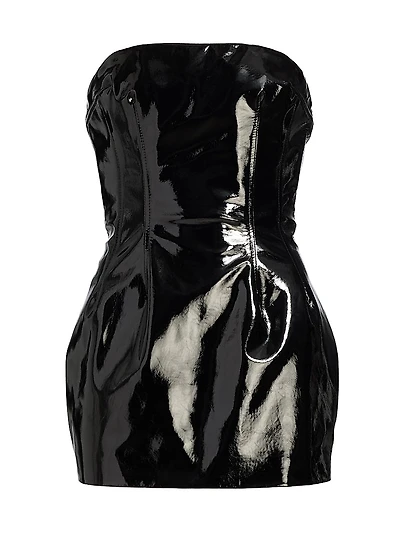 Patent Leather Strapless Minidress