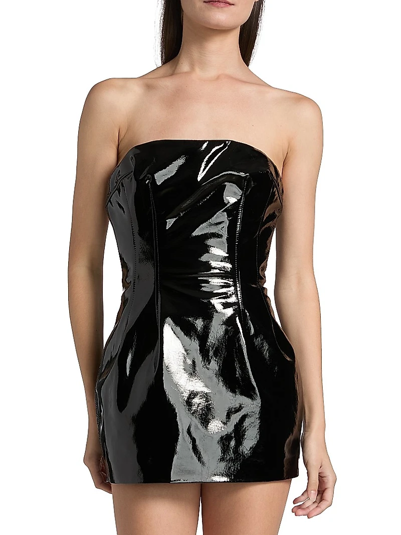 Patent Leather Strapless Minidress