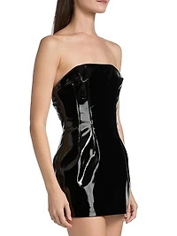 Patent Leather Strapless Minidress