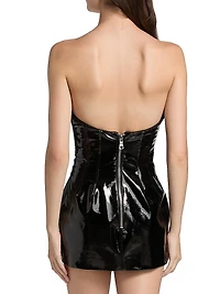 Patent Leather Strapless Minidress