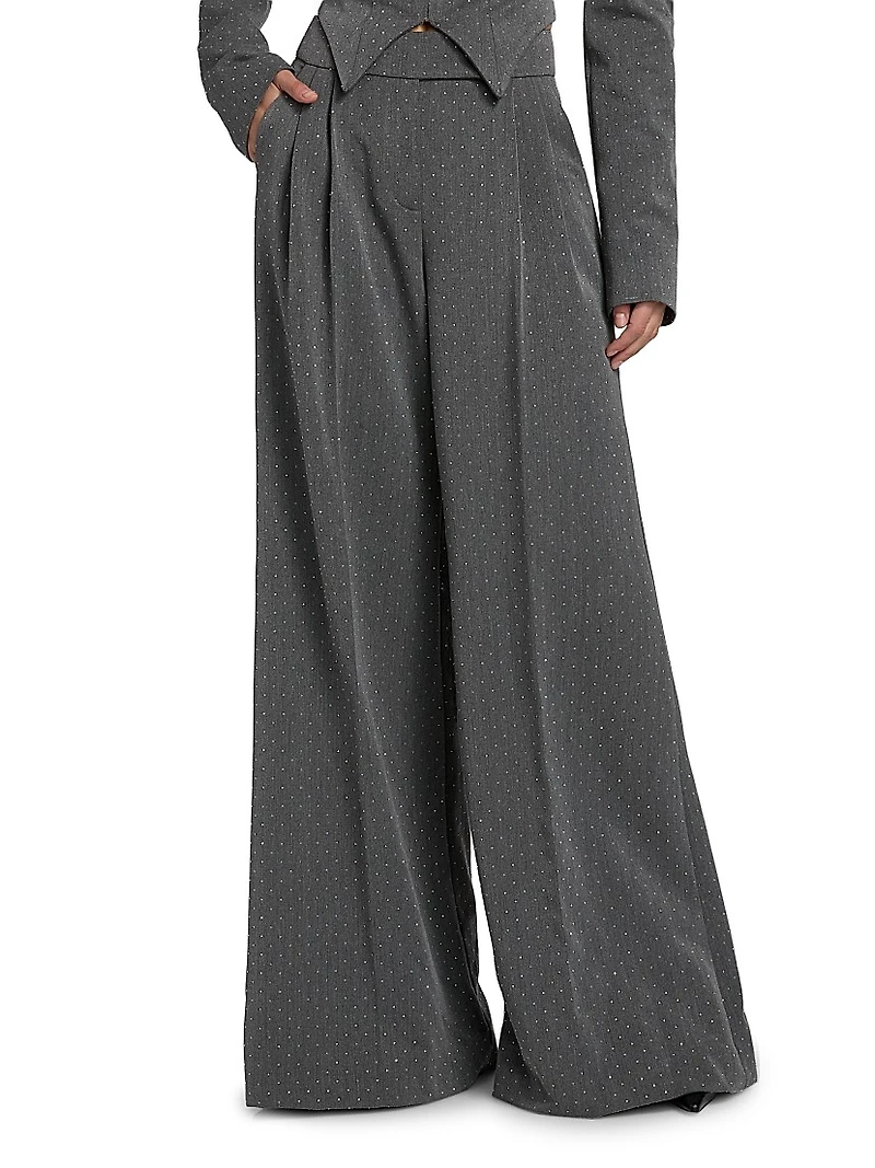 Polka Dot Relaxed-Fit Wide-Leg Trousers