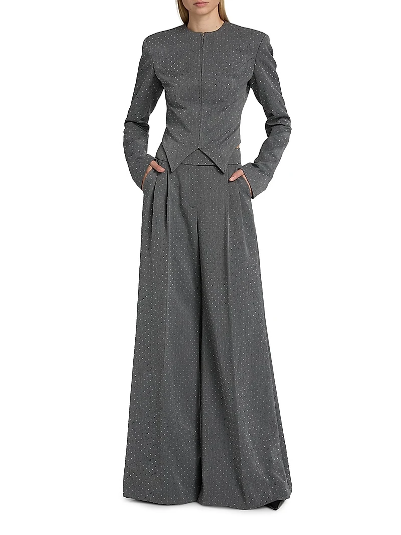 Polka Dot Relaxed-Fit Wide-Leg Trousers