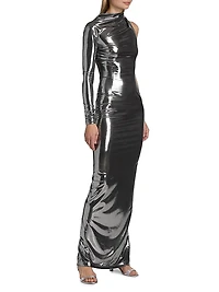Metallic Asymmetric Cut-Out Gown