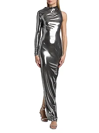 Metallic Asymmetric Cut-Out Gown