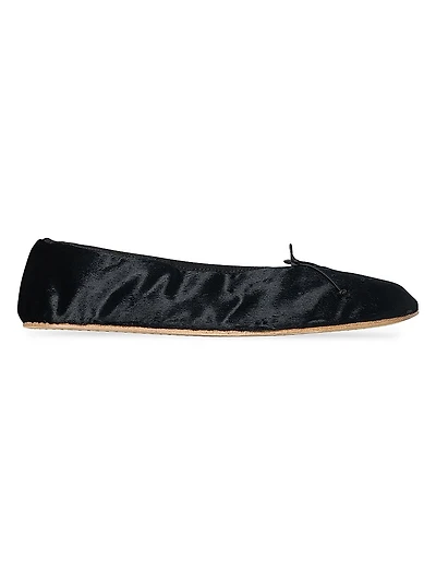 Bow-Detail Velvet Ballet Flats
