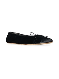 Bow-Detail Velvet Ballet Flats