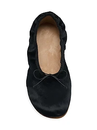 Bow-Detail Velvet Ballet Flats