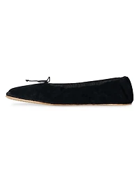 Bow-Detail Velvet Ballet Flats