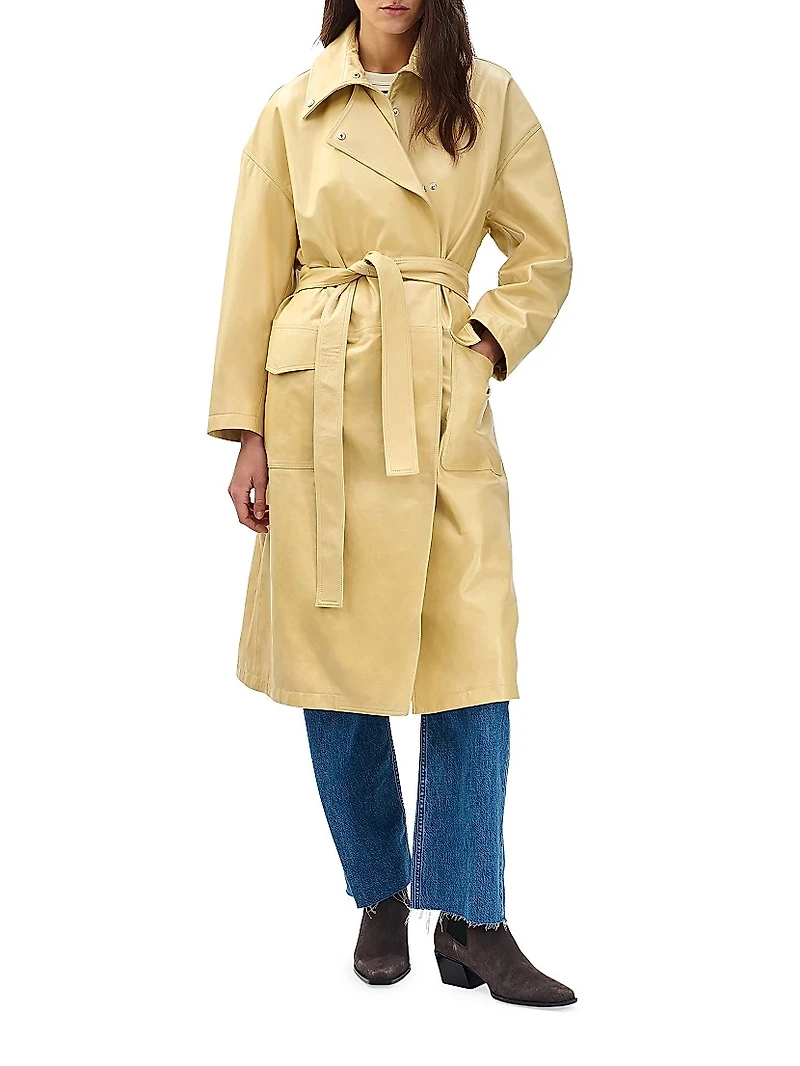 Rue Leather Trench Coat