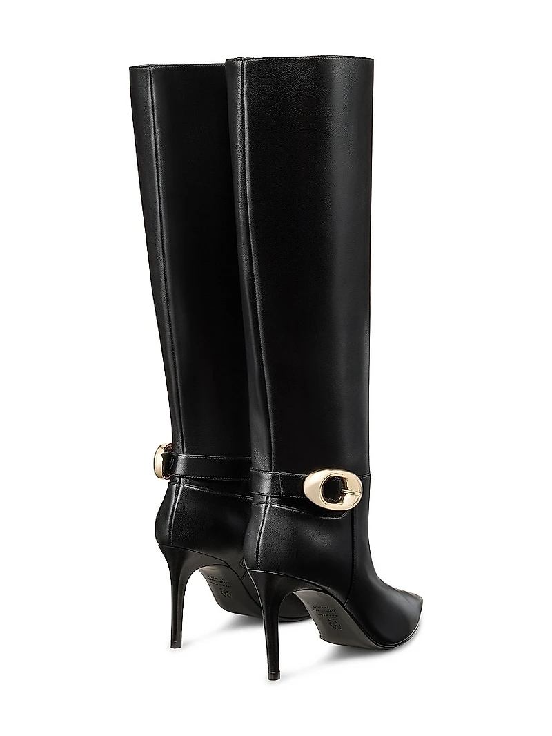 Stuart Power 85MM Buckle-Detail Leather Boots