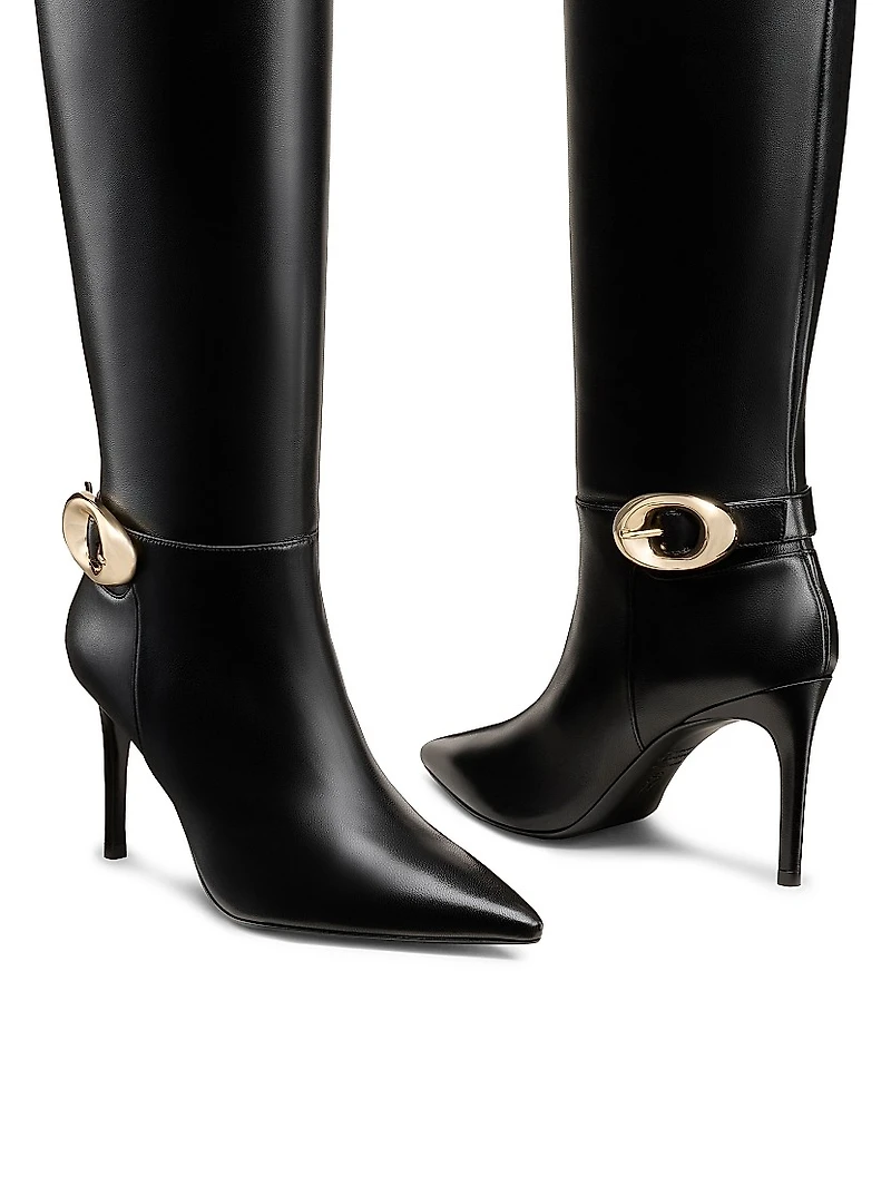 Stuart Power 85MM Buckle-Detail Leather Boots