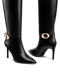 Stuart Power 85MM Buckle-Detail Leather Boots