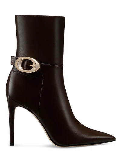Stuart Power 100MM Buckle-Detail Leather Booties