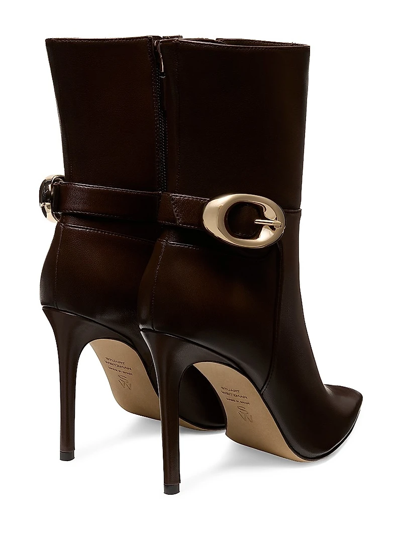 Stuart Power 100MM Buckle-Detail Leather Booties