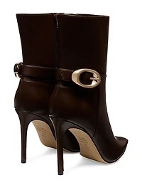 Stuart Power 100MM Buckle-Detail Leather Booties