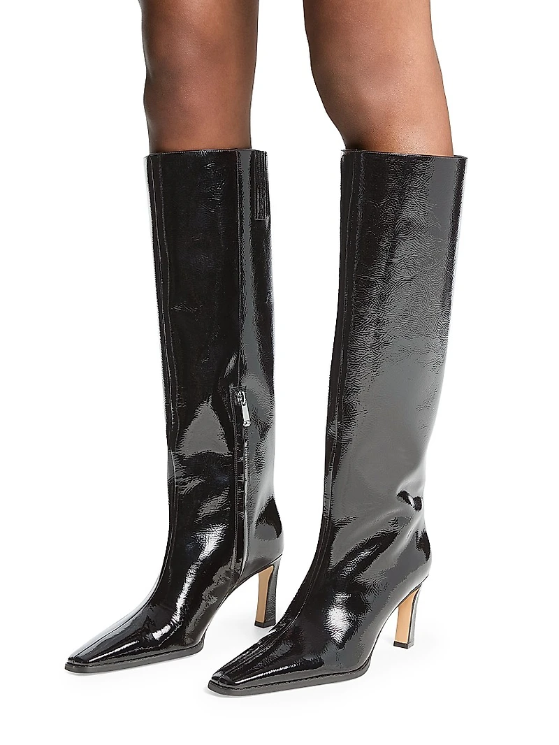Darrah 75MM Patent Leather Knee-High Boots