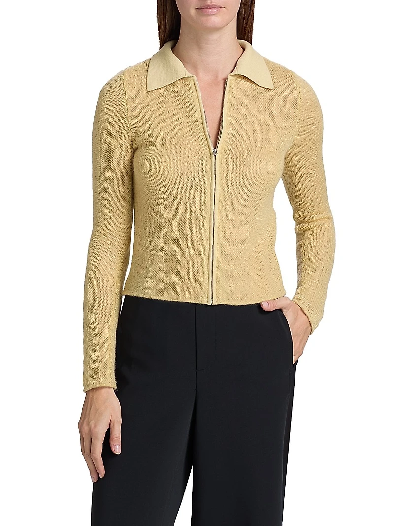Leva Zip-Front Polo Sweater