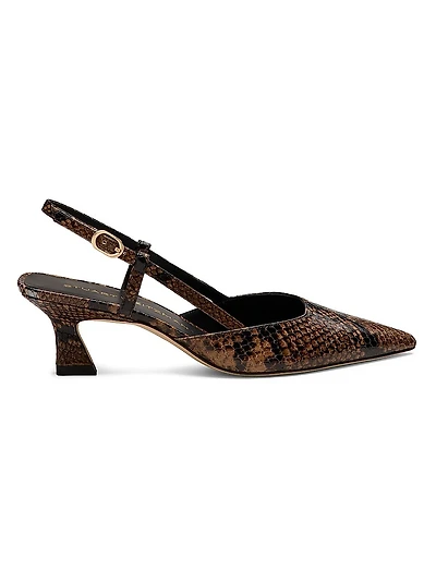 Vinnie 50MM Snakeskin Embossed Leather Pumps