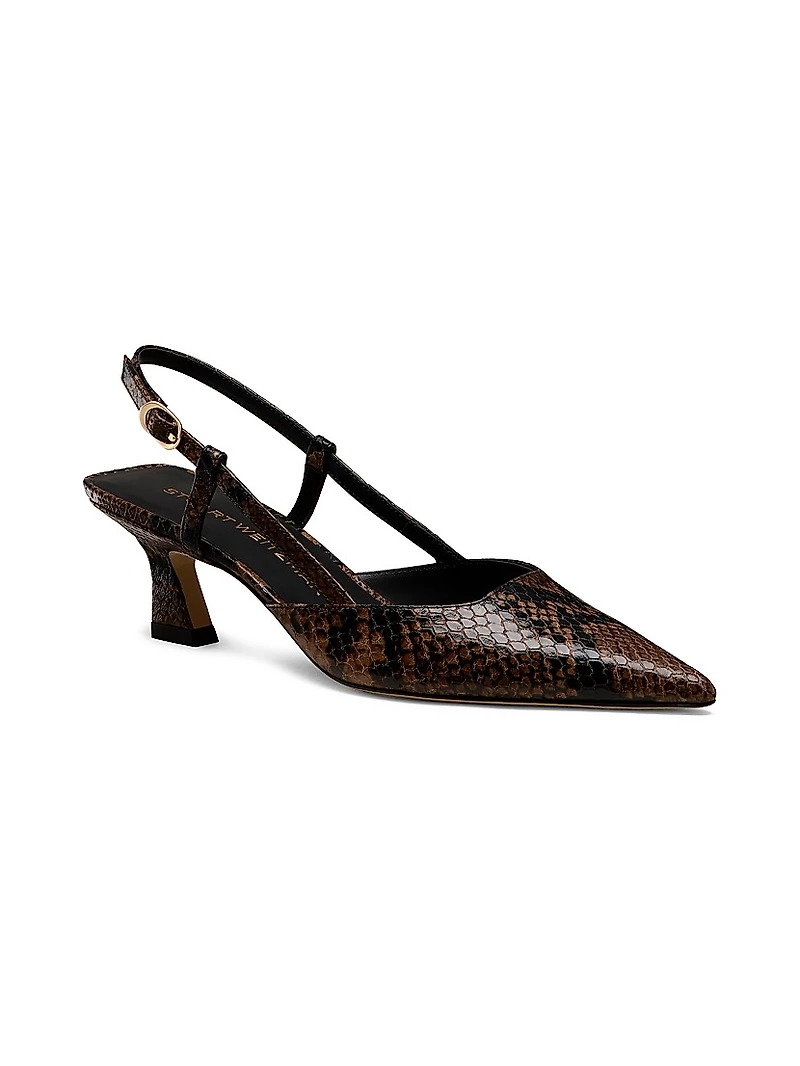 Vinnie 50MM Snakeskin Embossed Leather Pumps