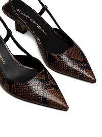 Vinnie 50MM Snakeskin Embossed Leather Pumps