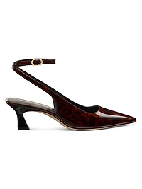 Vinnie 50MM Tortoiseshell-Print Coated Leather Pumps