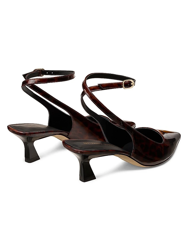 Vinnie 50MM Tortoiseshell-Print Coated Leather Pumps