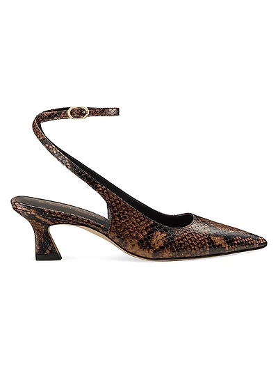 Vinnie 50MM Snakeskin-Embossed Leather Pumps