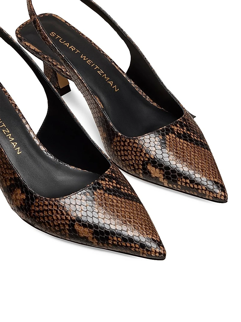 Vinnie 50MM Snakeskin-Embossed Leather Pumps