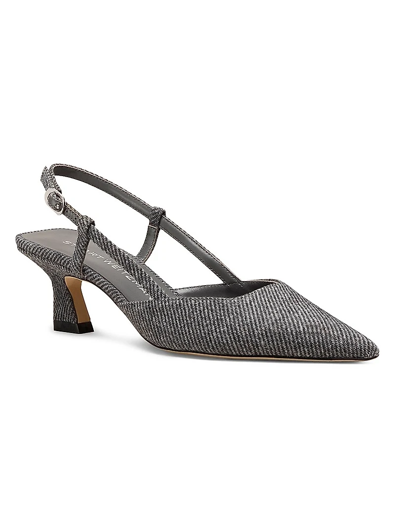 Vinnie 50MM Twill Slingback Pumps