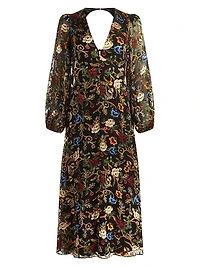 Mona Floral Tapestry Blouson Midi-Dress