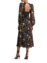 Mona Floral Tapestry Blouson Midi-Dress
