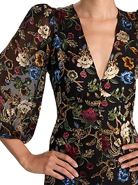 Mona Floral Tapestry Blouson Midi-Dress