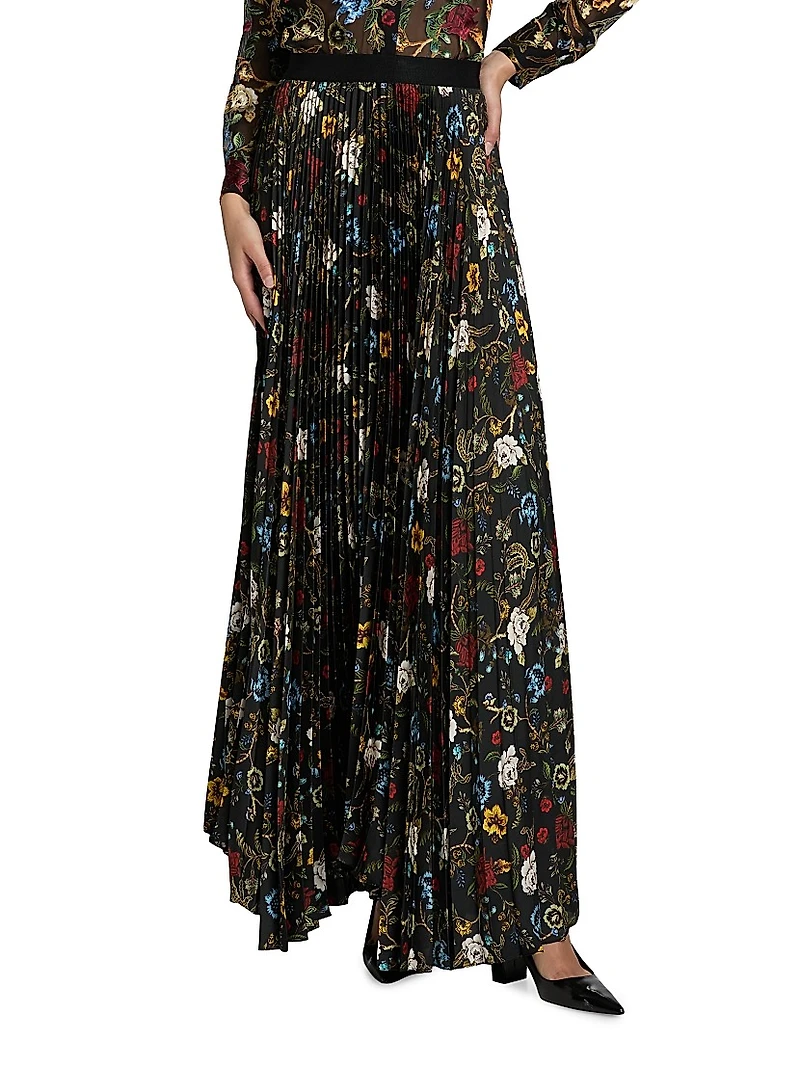 Katz Floral Pleated Maxi Skirt